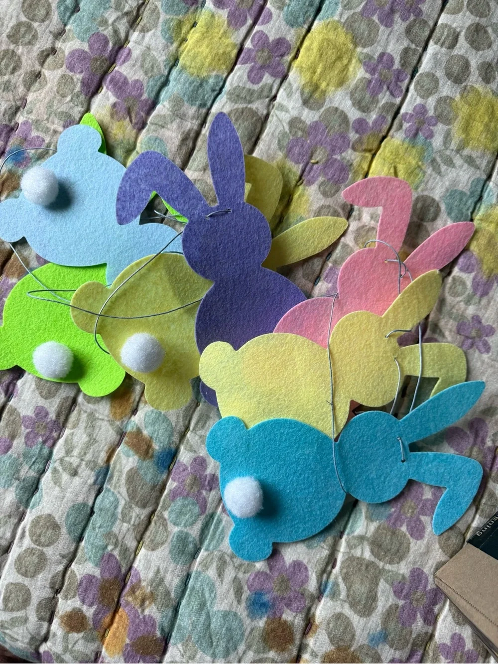 Colorful Felt Bunny Garland and Confetti Party Set.